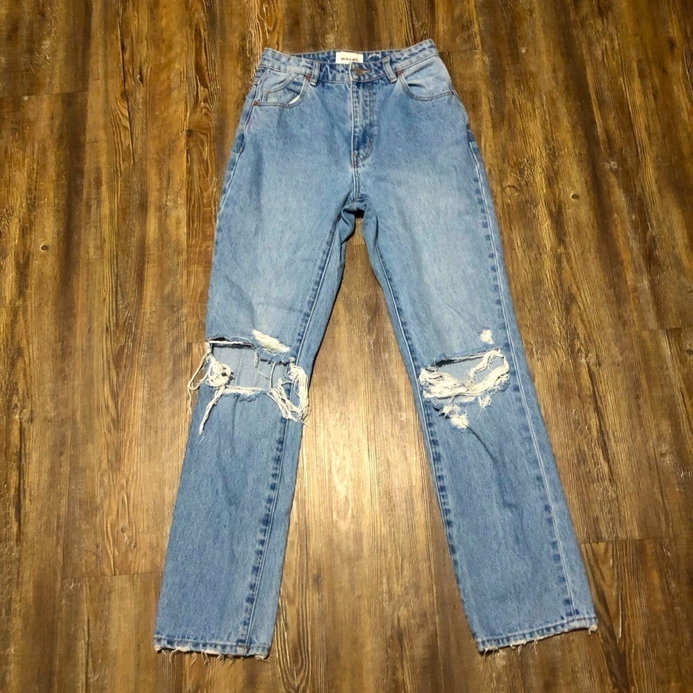 Rolla's High Rise Straight Jeans Women's 24 Organic Cotton Distressed in Byron